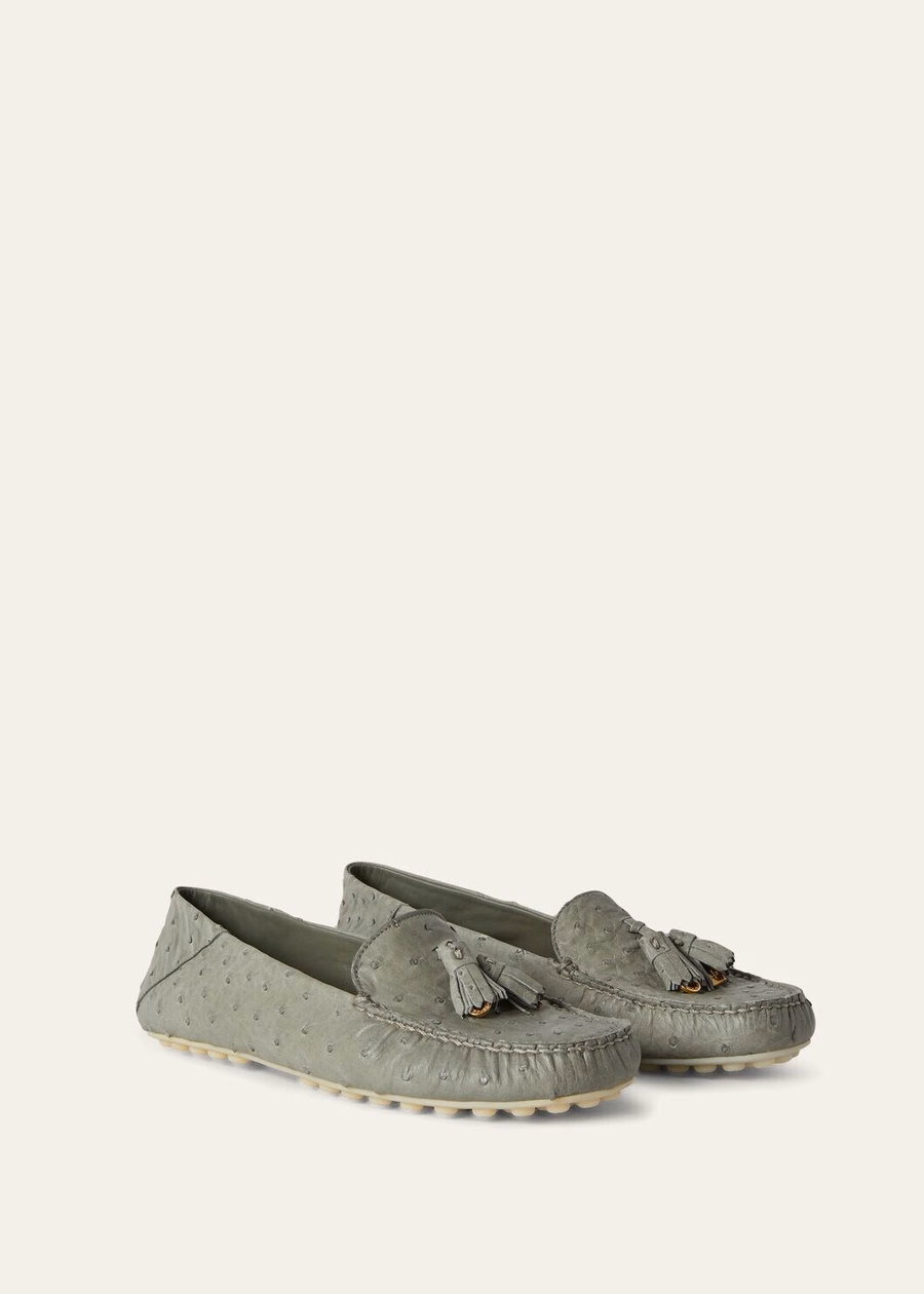 Dot Sole Walk Yerba Mate struisvogellederen loafers