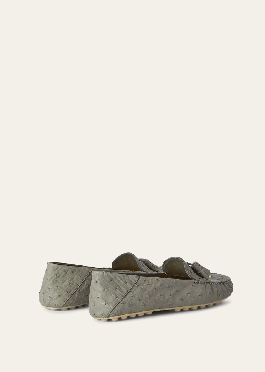 Dot Sole Walk Yerba Mate struisvogellederen loafers