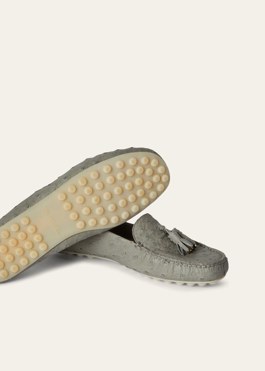 Dot Sole Walk Yerba Mate struisvogellederen loafers