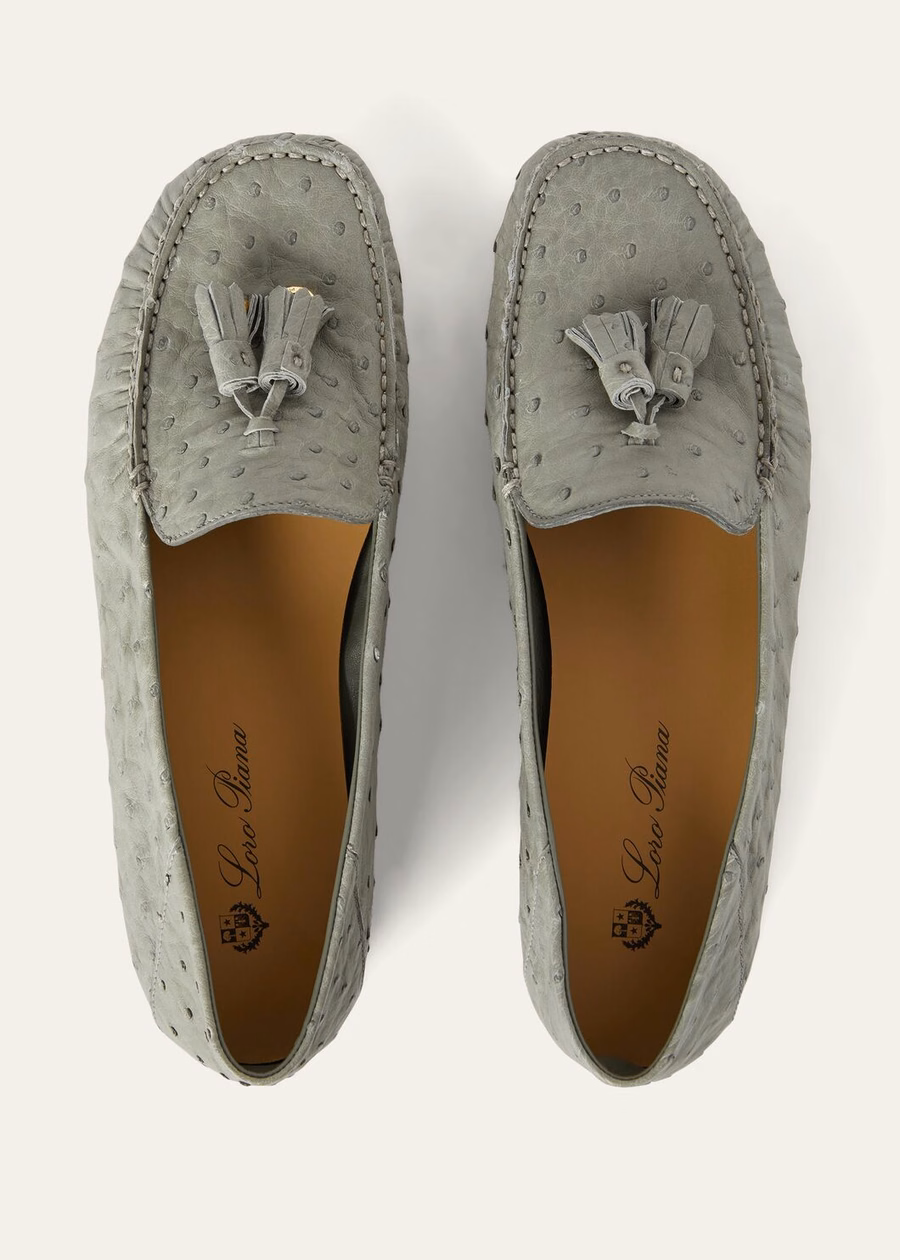 Dot Sole Walk Yerba Mate struisvogellederen loafers