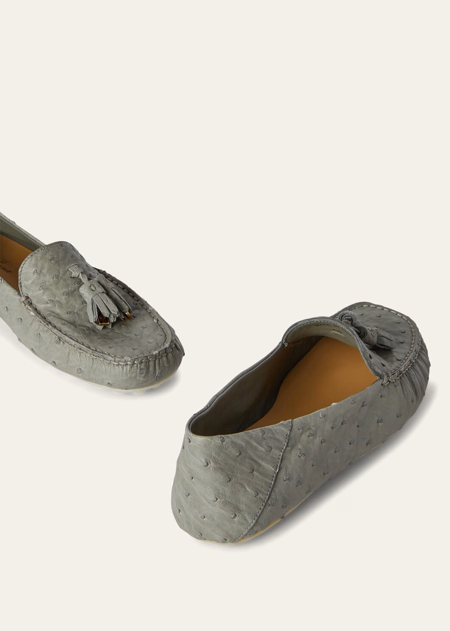 Dot Sole Walk Yerba Mate struisvogellederen loafers