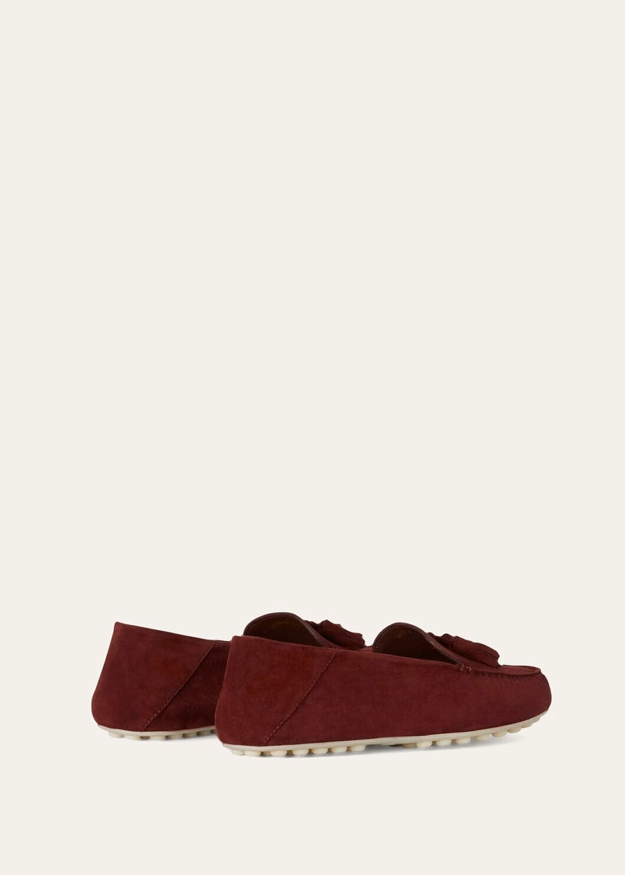 Instappers met stippenzool van geitenleer in de kleur Wild Plum.
