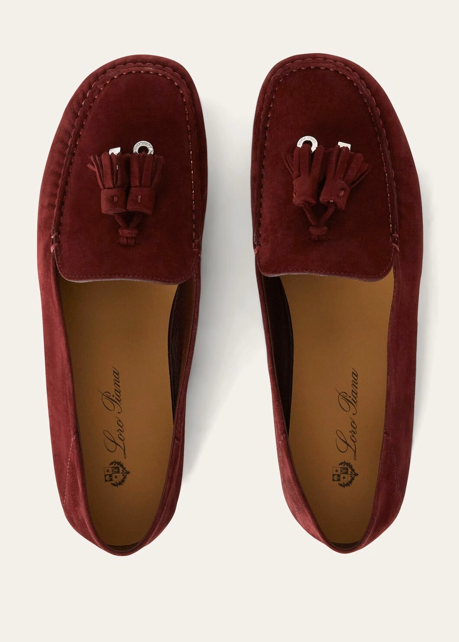 Instappers met stippenzool van geitenleer in de kleur Wild Plum.
