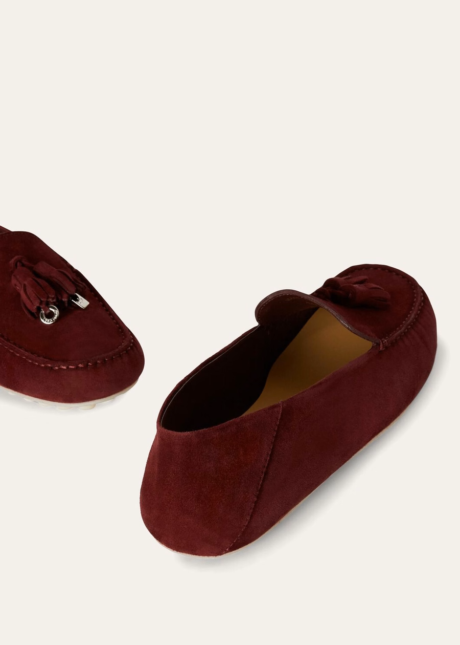 Instappers met stippenzool van geitenleer in de kleur Wild Plum.