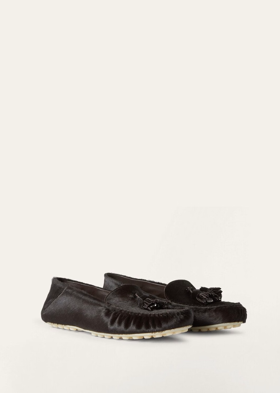 Dot Sole Walk loafers van kalfsleer, chocoladebruin
