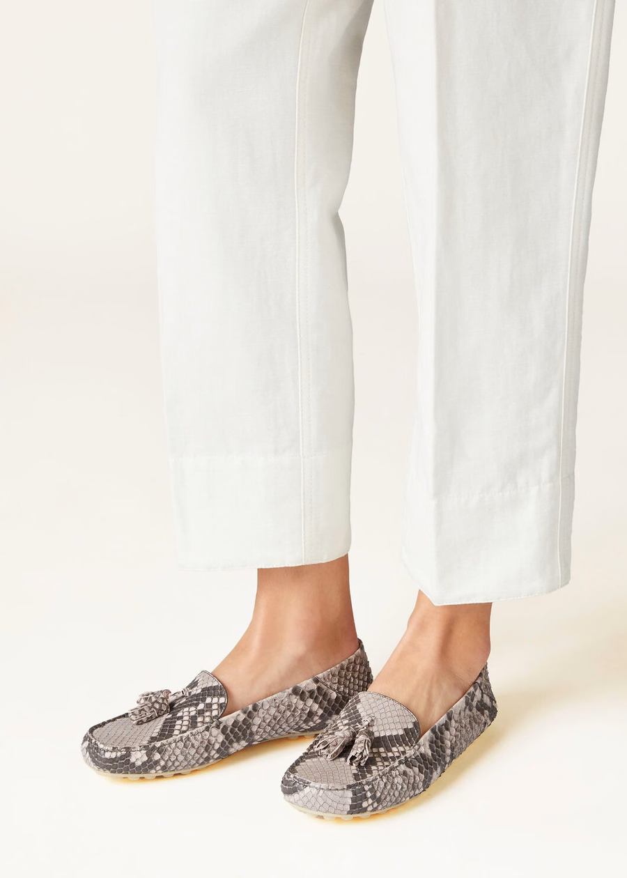 Dot Sole Walk Loafers Python Lilac Macaron Leather