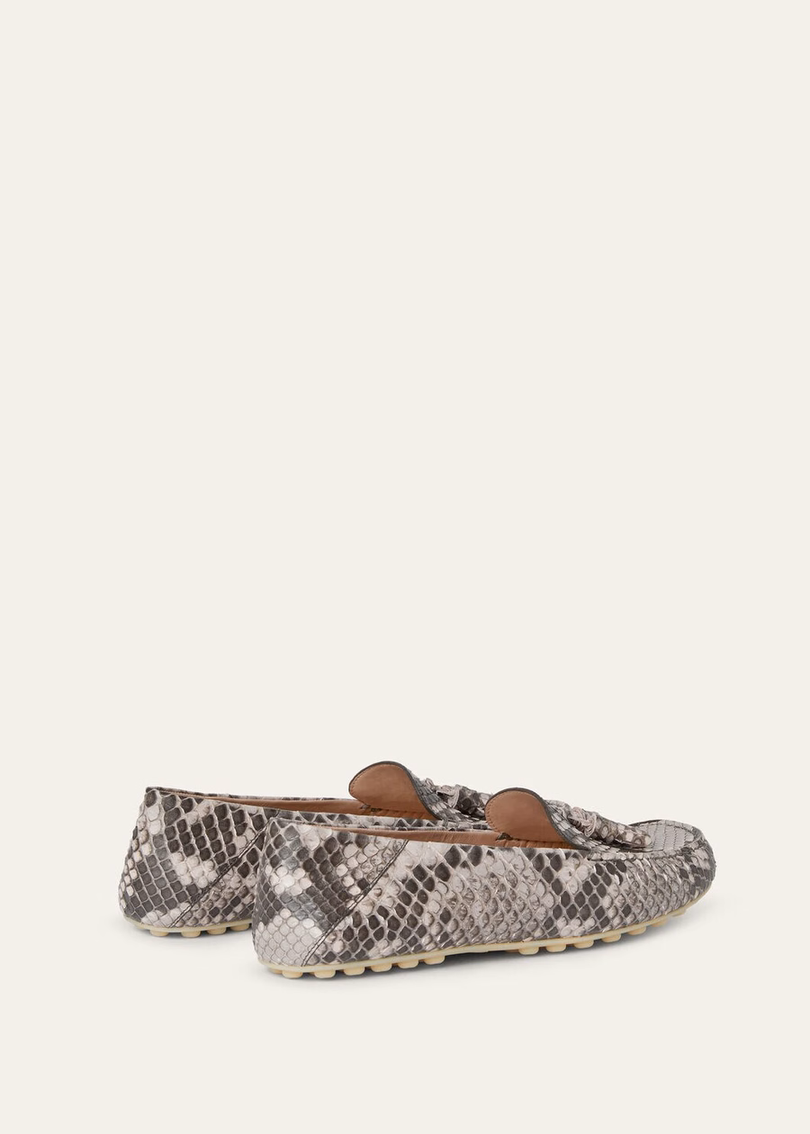 Dot Sole Walk Loafers Python Lilac Macaron Leather