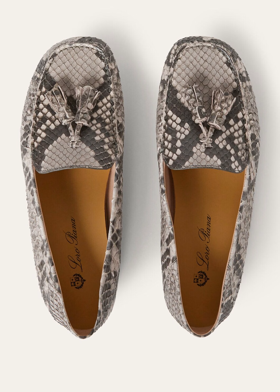 Dot Sole Walk Loafers Python Lilac Macaron Leather