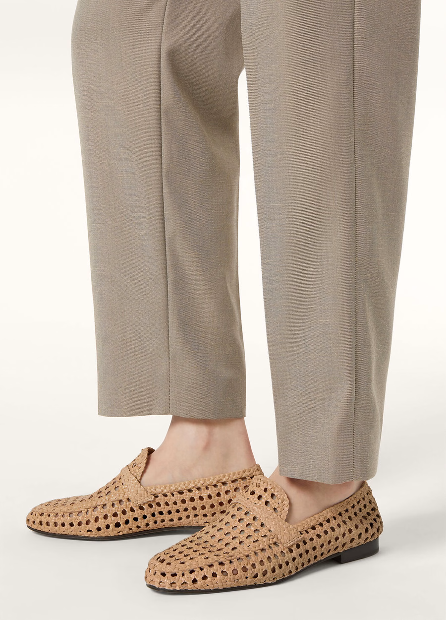 Leon loafers van geitenleer, naturel licht camelkleurig.