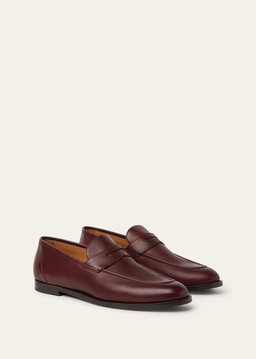 Sergio loafers van kalfsleer, diep bordeauxrood