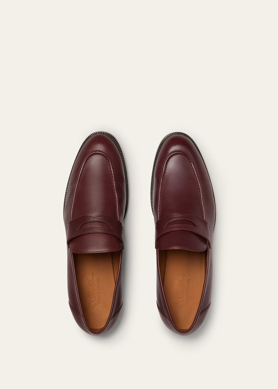 Sergio loafers van kalfsleer, diep bordeauxrood