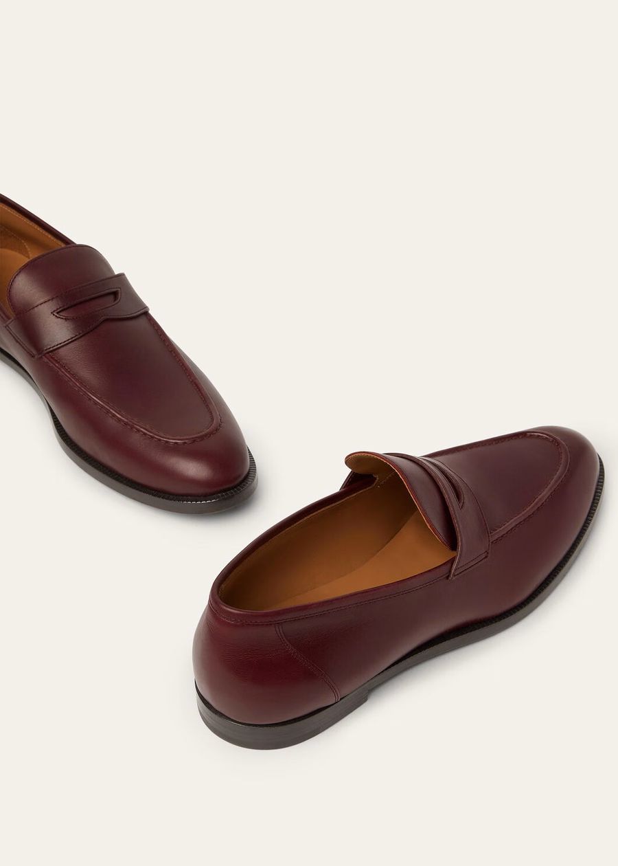 Sergio loafers van kalfsleer, diep bordeauxrood