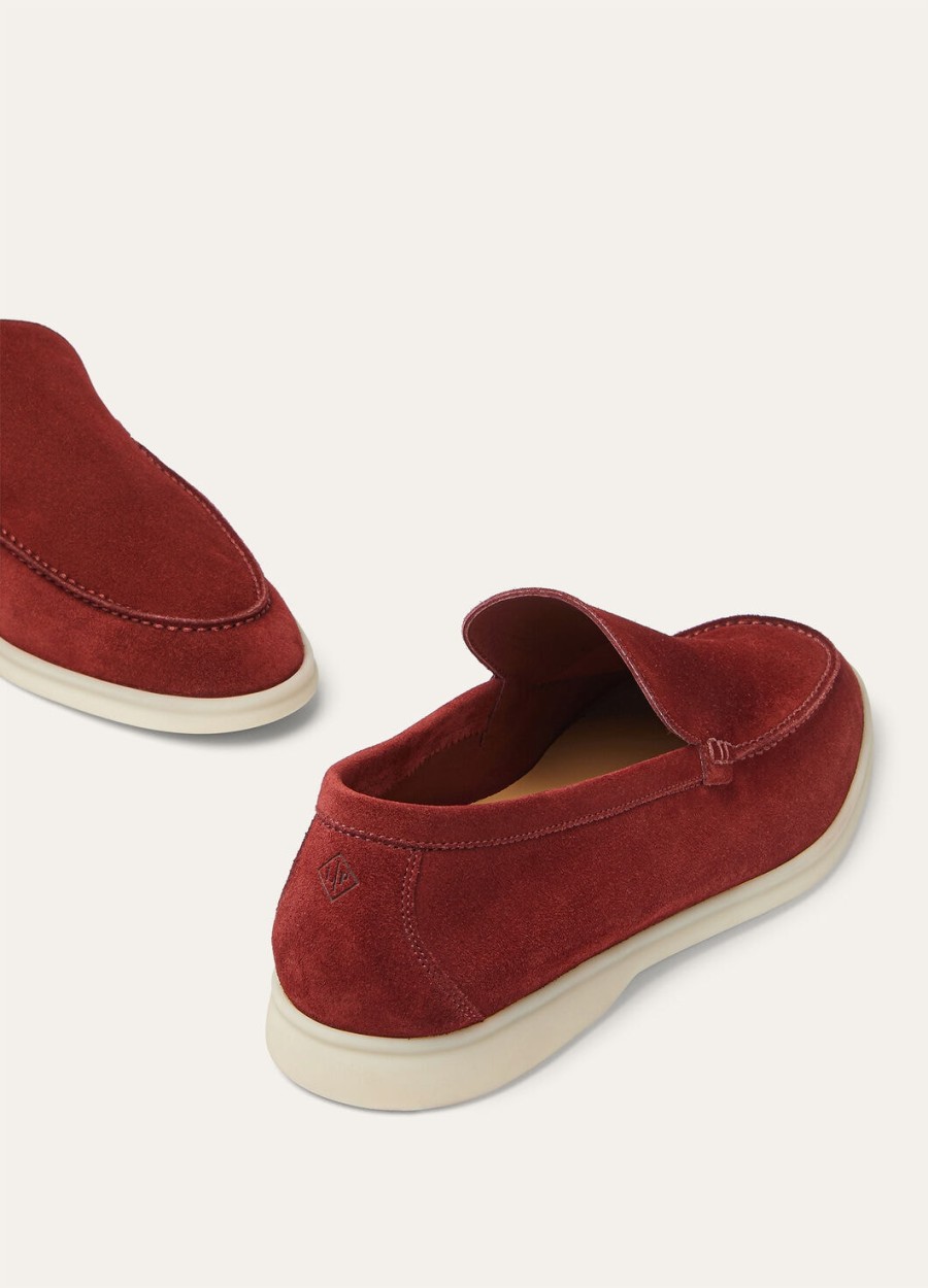summer walk loafers van gedroogd rood suède.