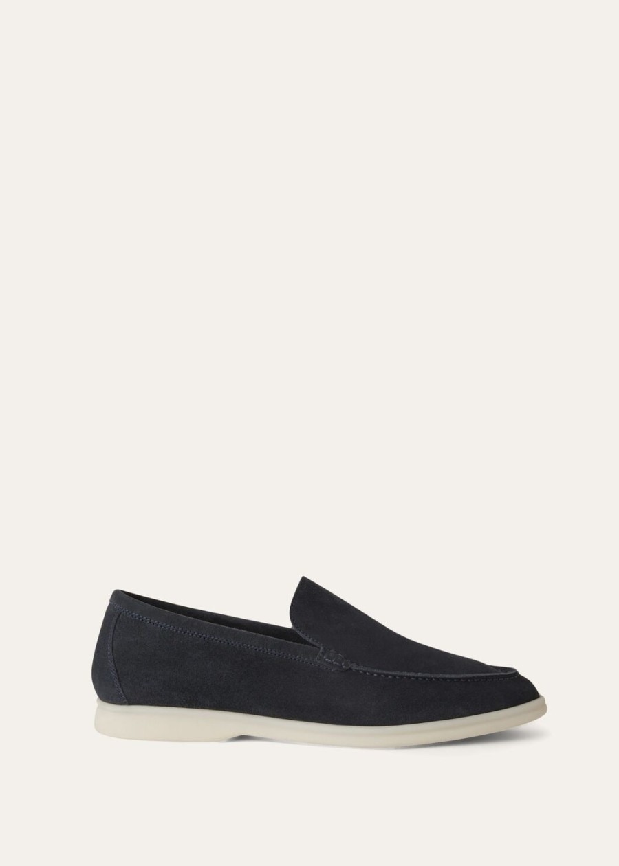 summer walk loafers van suède klassiek blauw