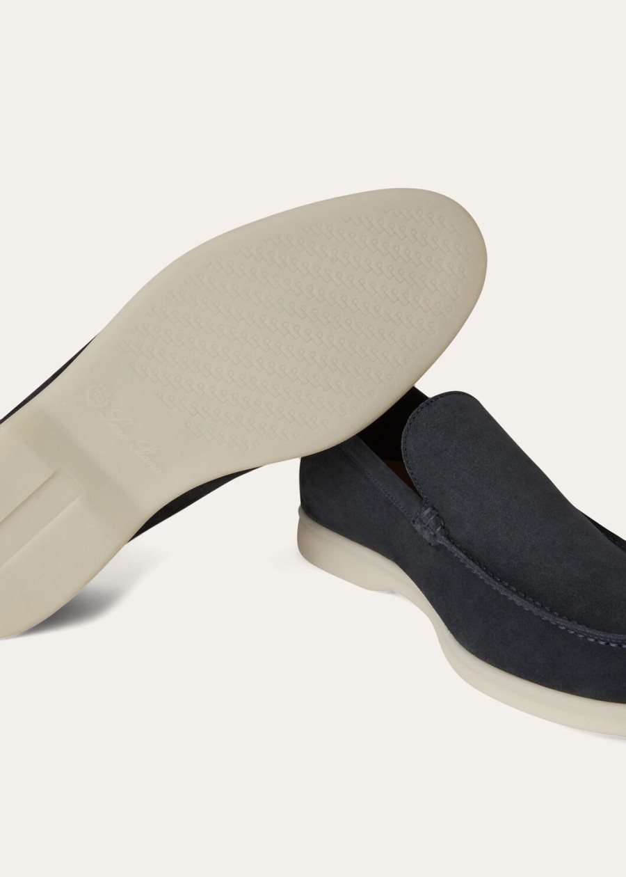 summer walk loafers van suède klassiek blauw