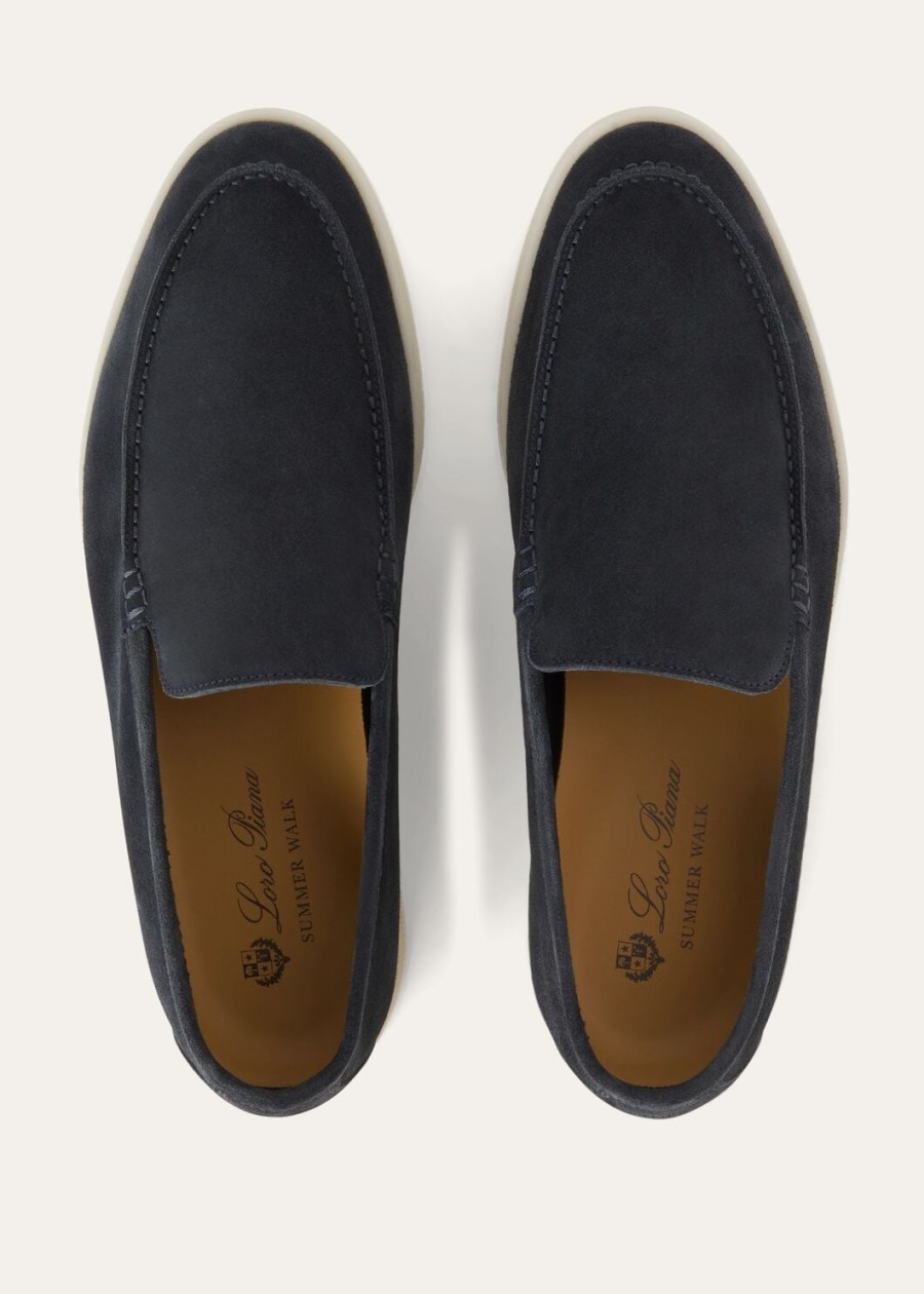 summer walk loafers van suède klassiek blauw
