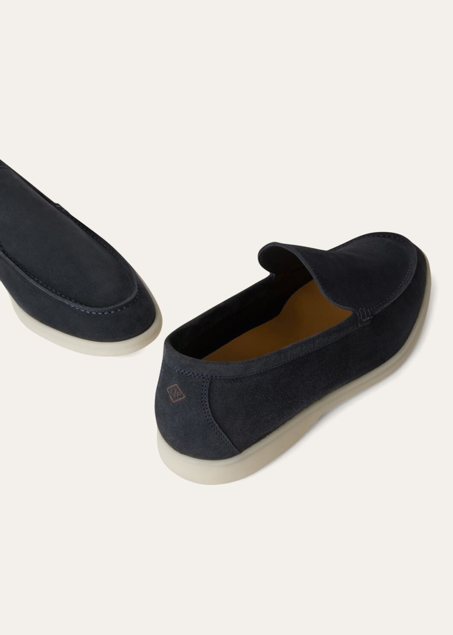 summer walk loafers van suède klassiek blauw
