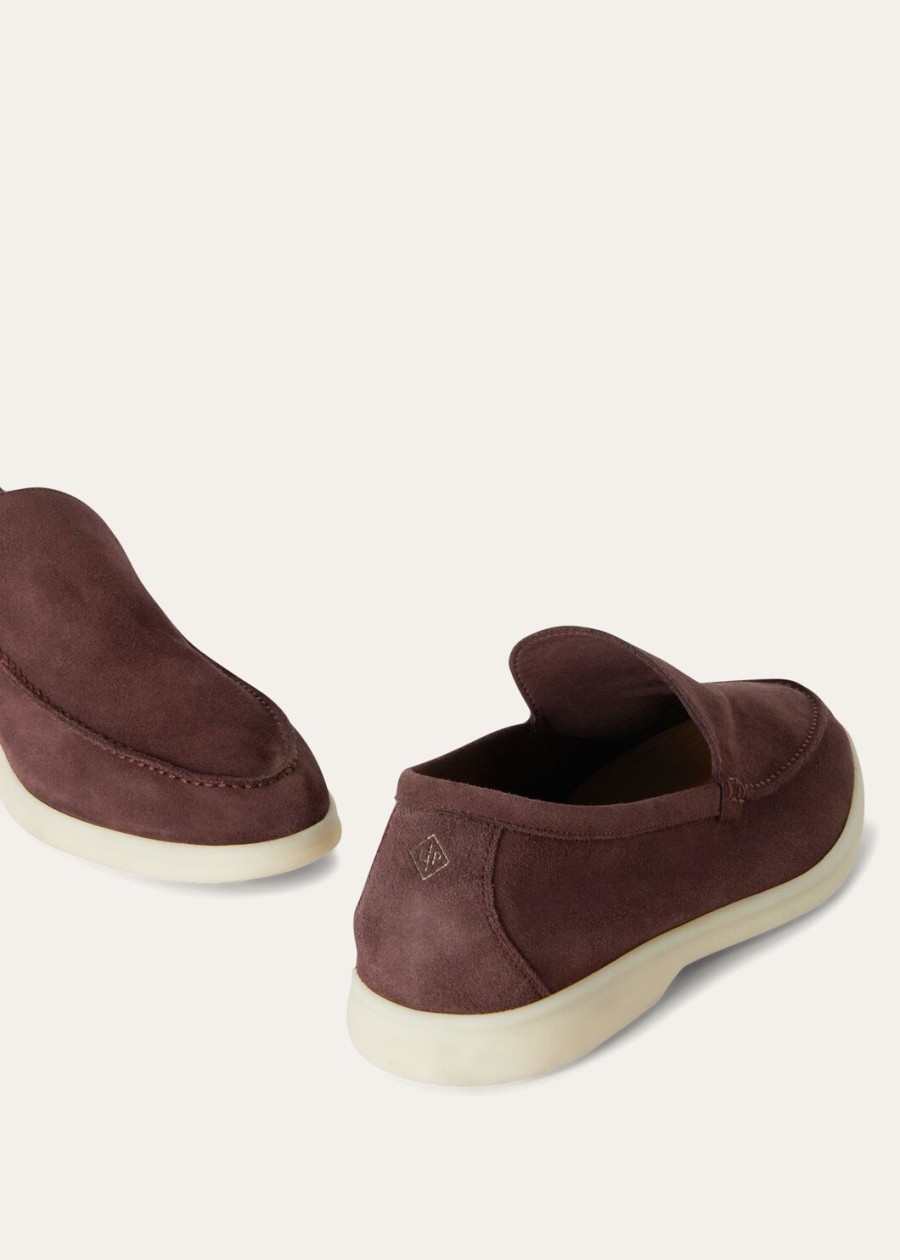summer walk loafers van suède in de kleur zwart kersen