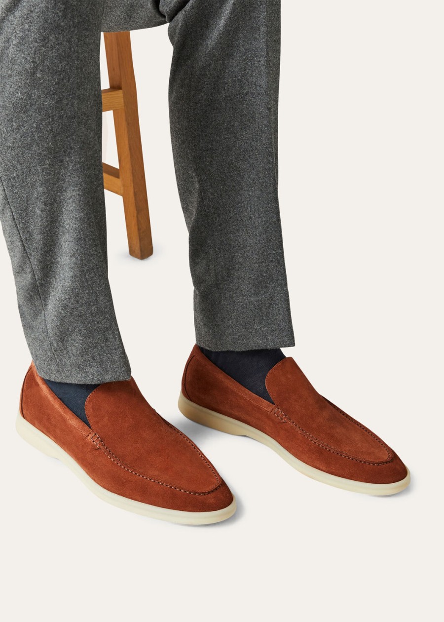 summer walk loafers van suède roestbruin
