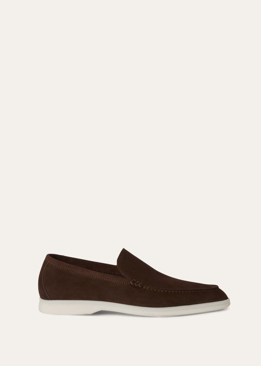 summer walk loafers van suède chocoladebruin