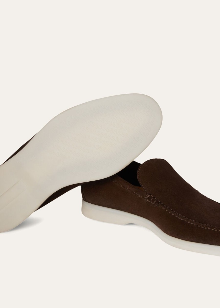 summer walk loafers van suède chocoladebruin