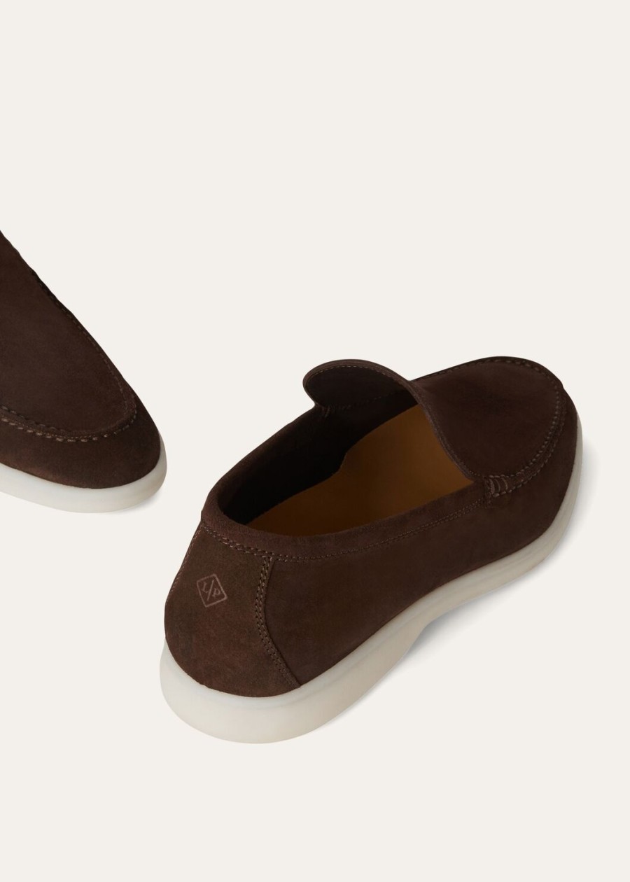 summer walk loafers van suède chocoladebruin