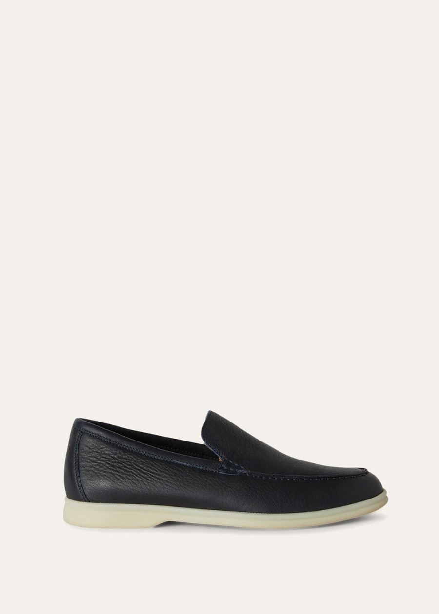 summer walk loafers van elandleer in marineblauw