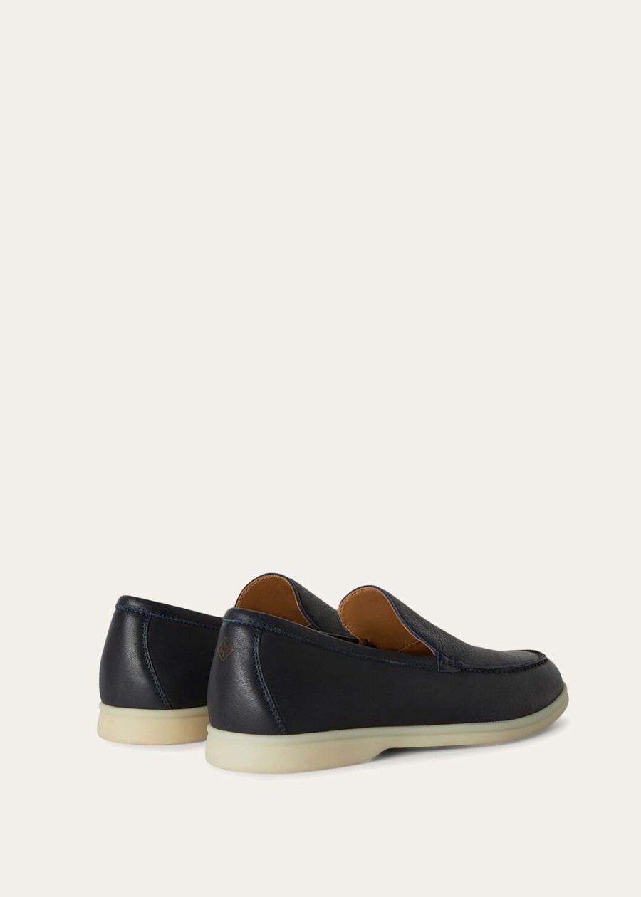 summer walk loafers van elandleer in marineblauw
