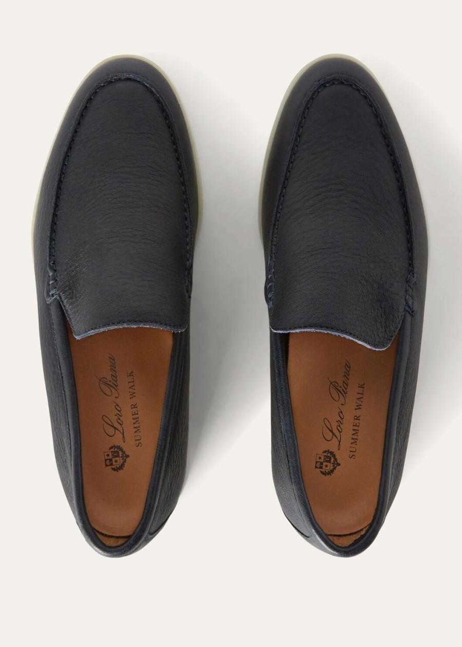 summer walk loafers van elandleer in marineblauw