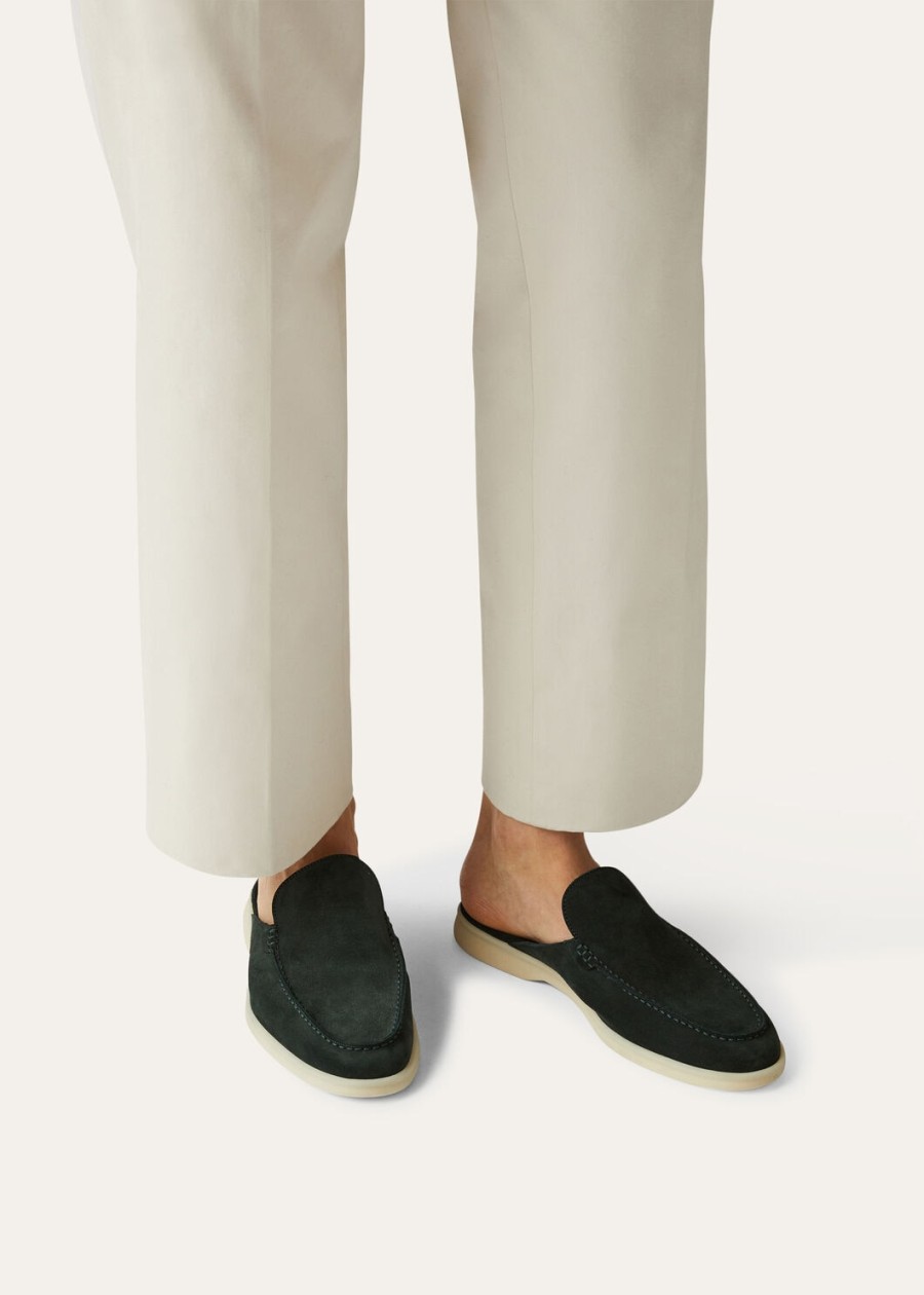 babouche walk suède loafers donkergroen