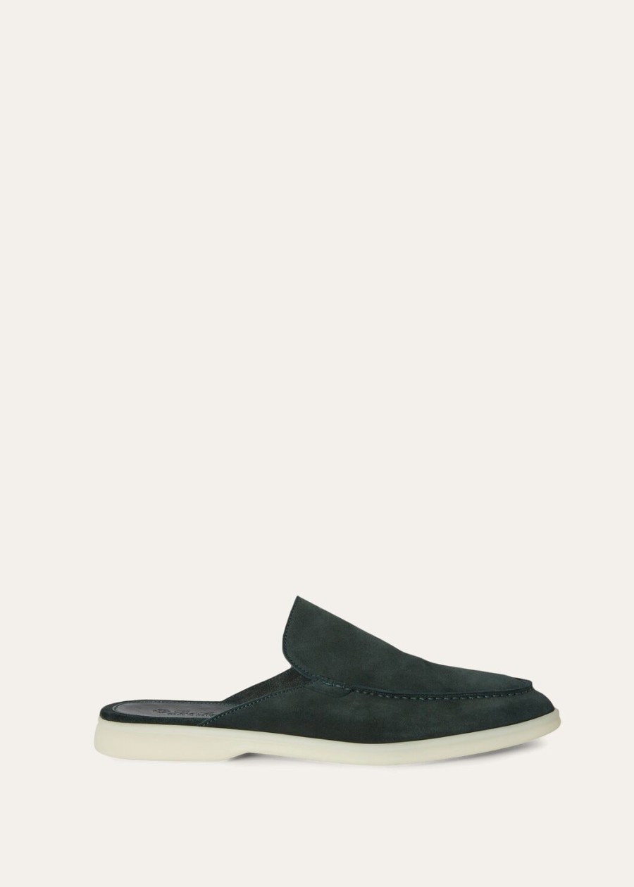 babouche walk suède loafers donkergroen