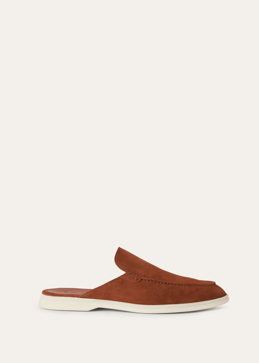 babouche walk loafer van bruin kalfsleer suède