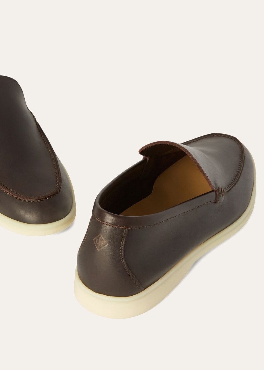 summer walk kalfsleren loafers chocoladebruin