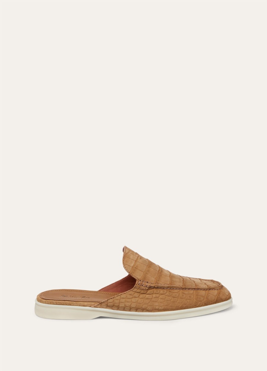 babouche walk loafer in licht cuir alligatorleer