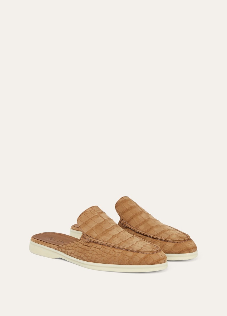 babouche walk loafer in licht cuir alligatorleer