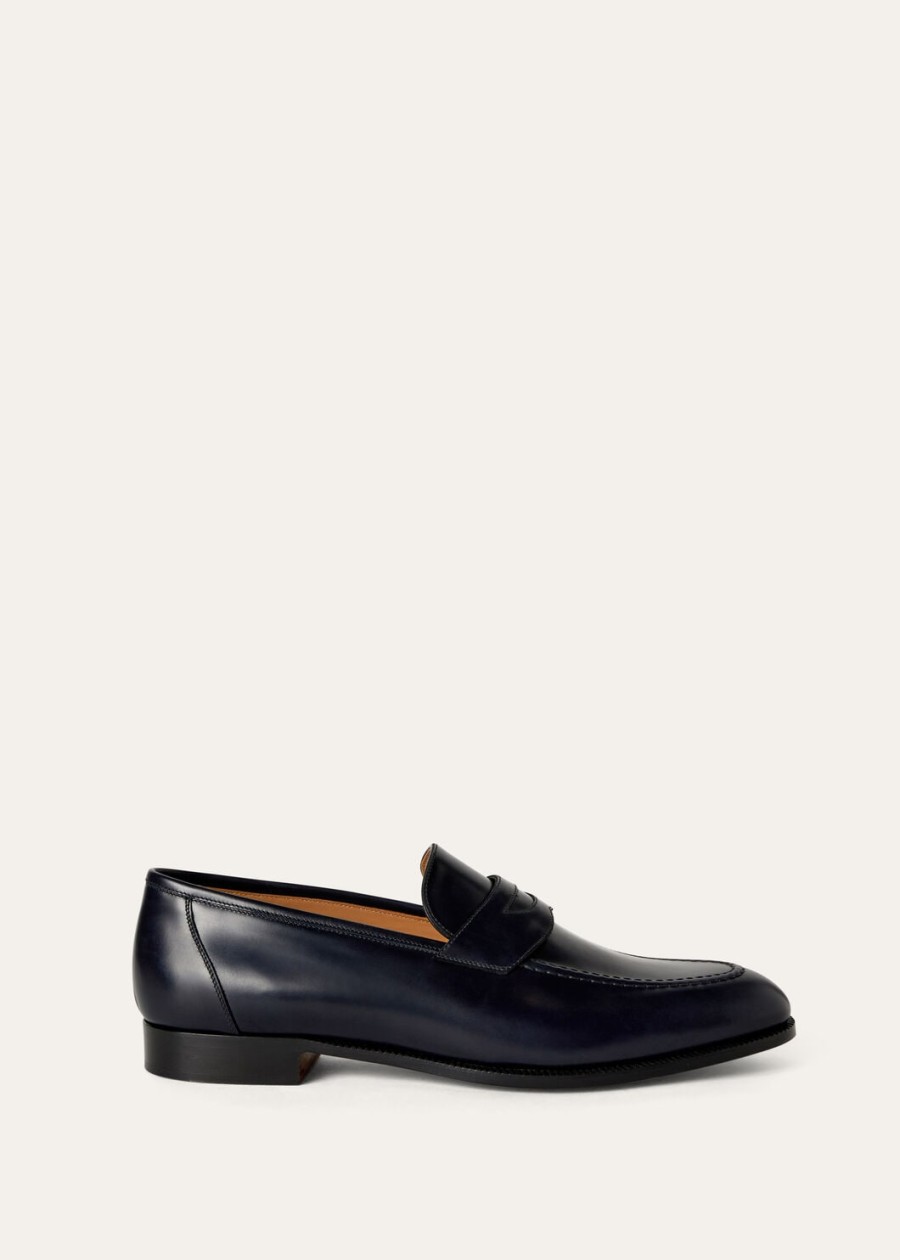 sergio marineblauwe kalfslederen loafers