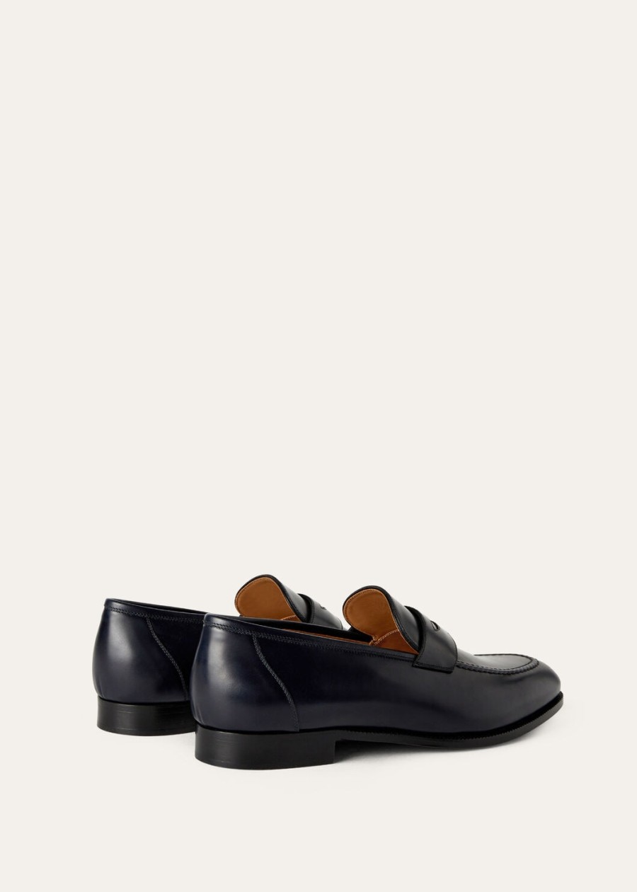 sergio marineblauwe kalfslederen loafers