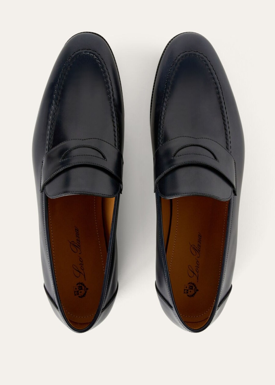sergio marineblauwe kalfslederen loafers