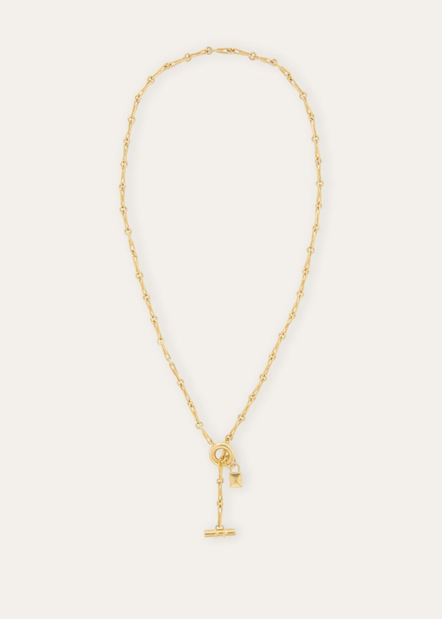mijn bedeltjes messing ketting met gouden zonjuweel