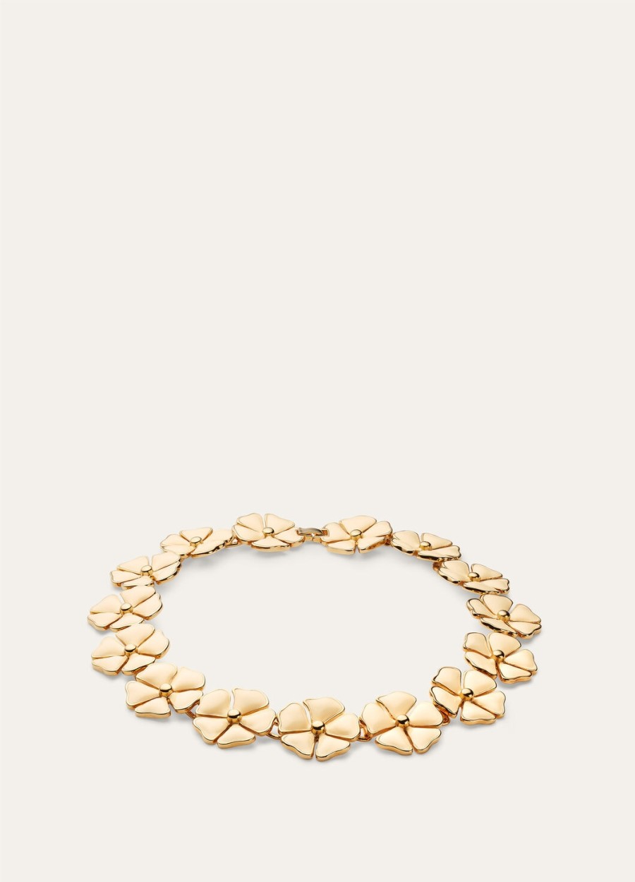 witte messing ketting met bloemenmotiefgouden zonnesieraden