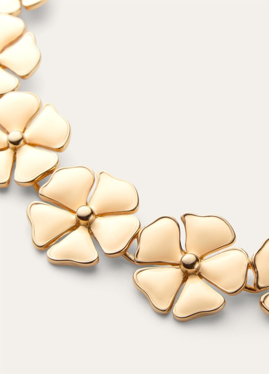 witte messing ketting met bloemenmotiefgouden zonnesieraden
