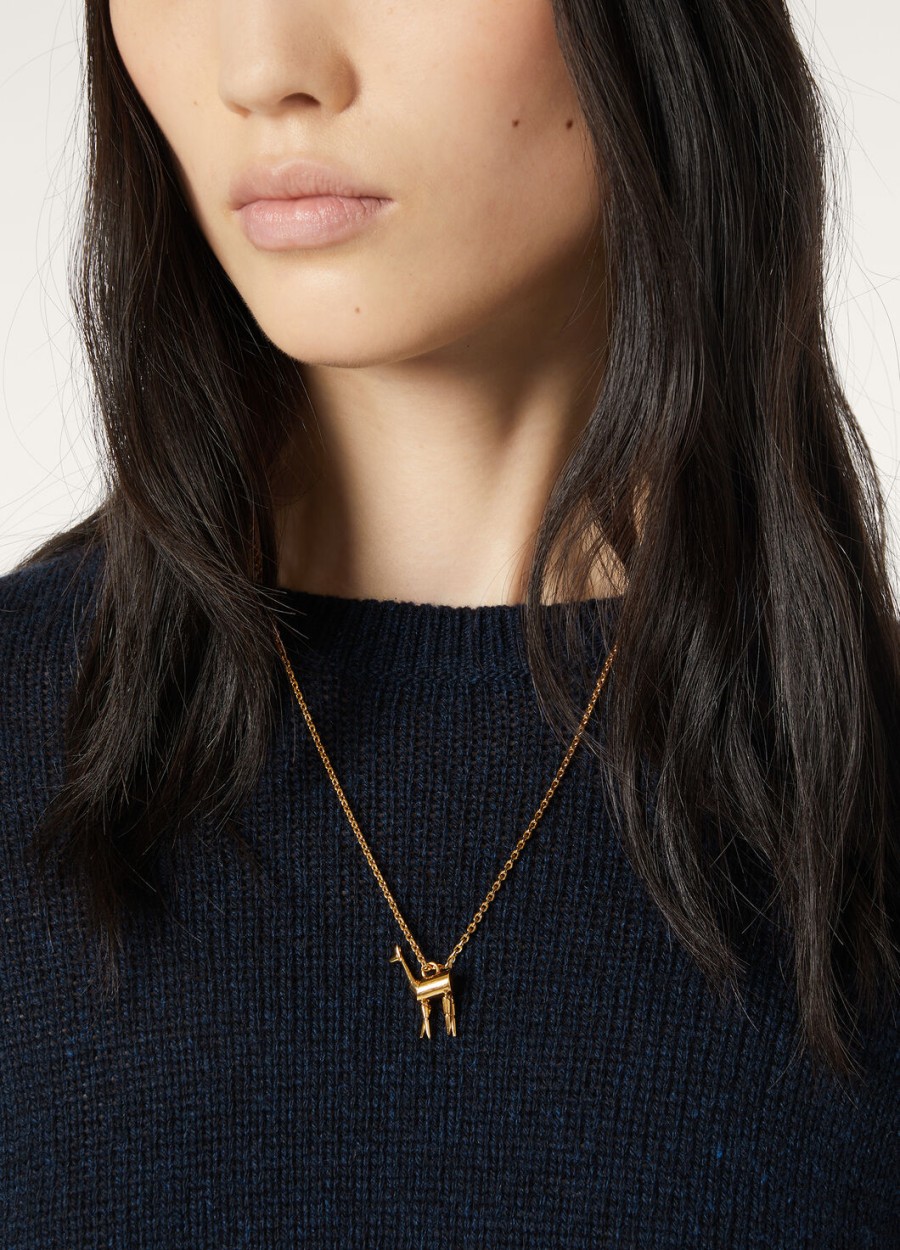vicuña ketting van messing met zonnejuweel in goud