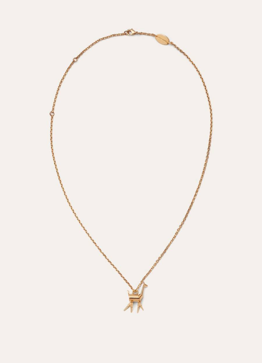 vicuña ketting van messing met zonnejuweel in goud