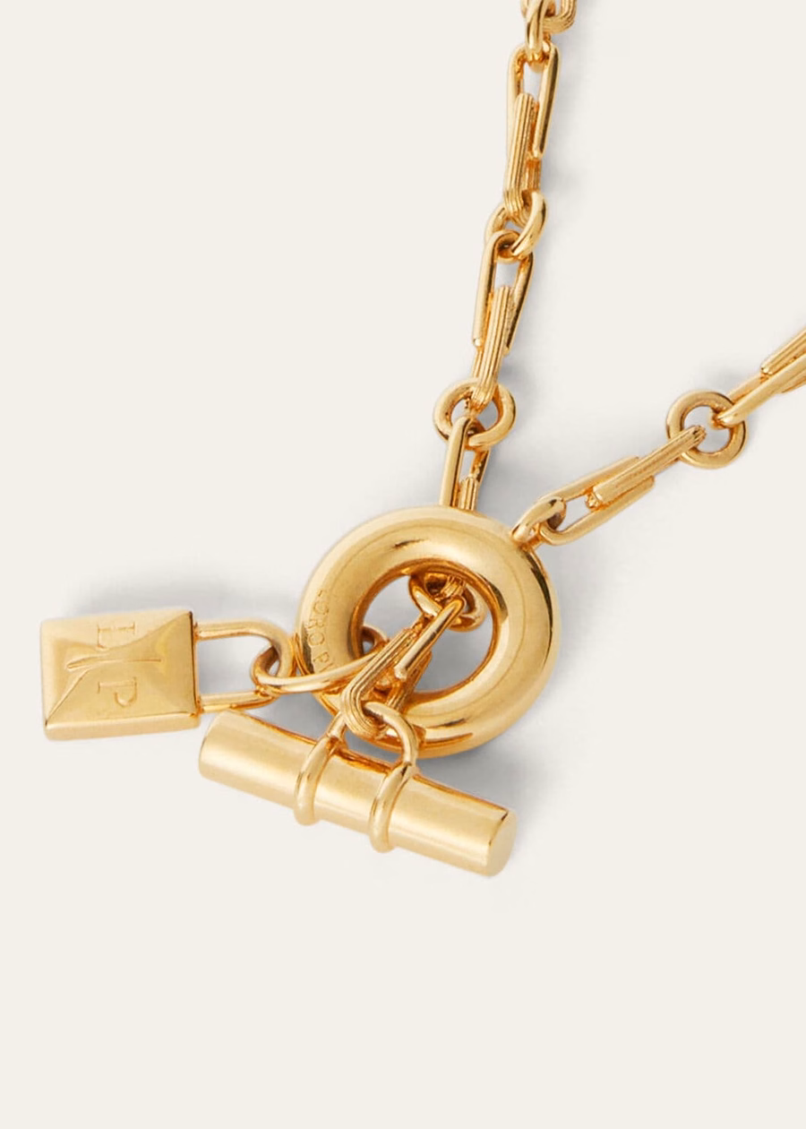 Mijn bedeltjes messing ketting met gouden zonjuweel