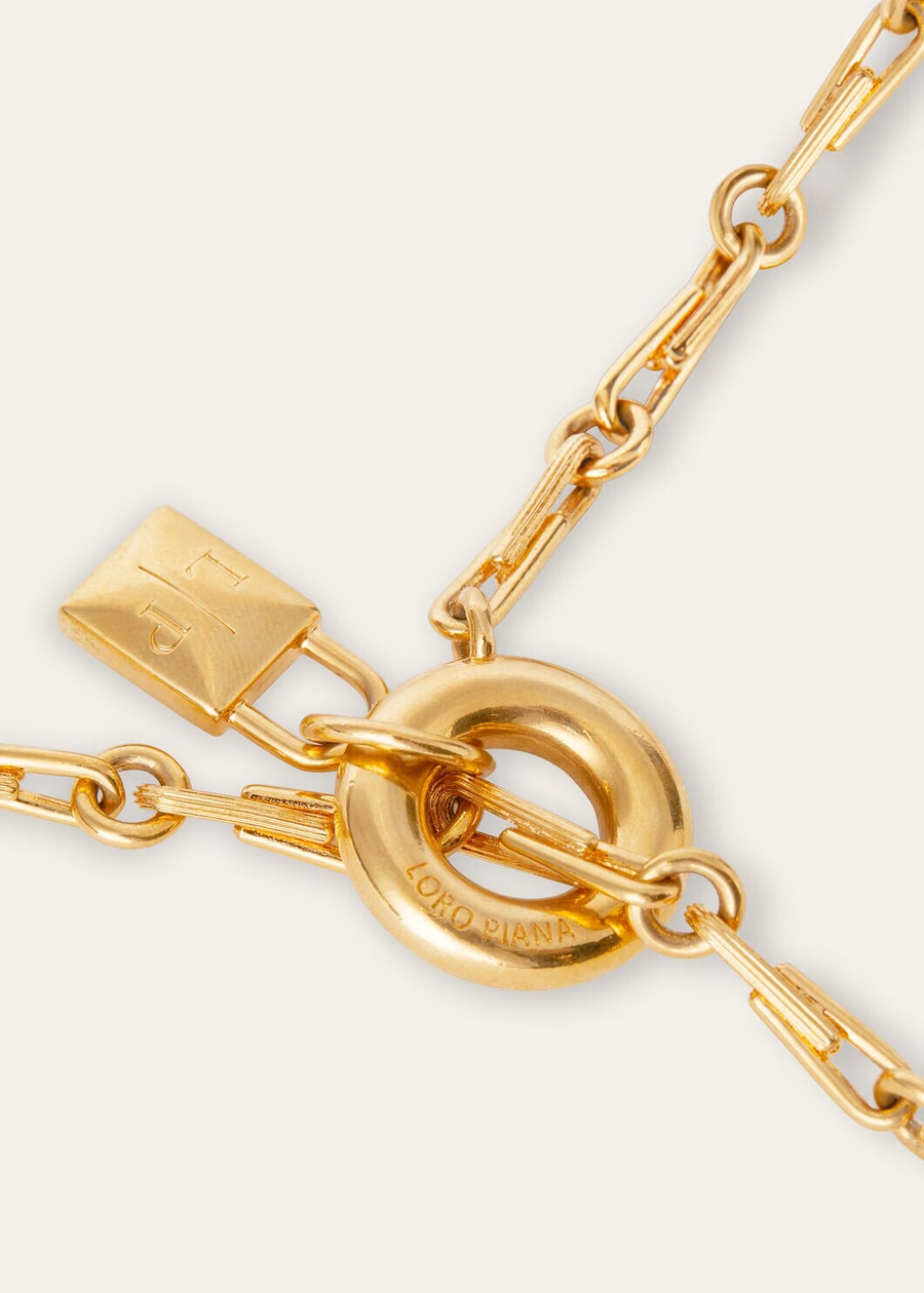 Mijn bedeltjes messing ketting met gouden zonjuweel
