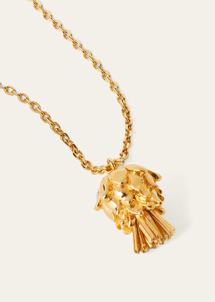Cardo messing ketting met zonnesieraden, goudkleurig