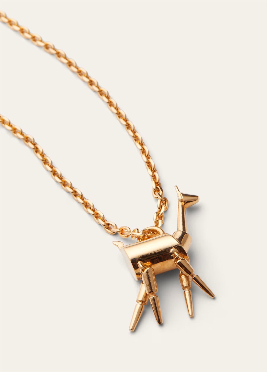 Vicuña ketting van messing met zonnejuweel in goud