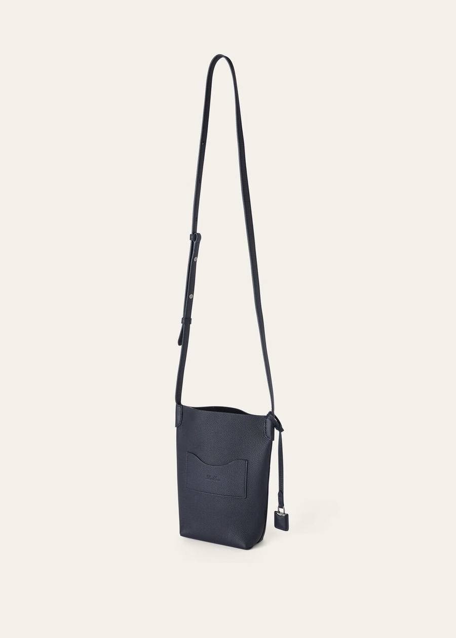 Telefoonhoesje Bale van kalfsleer in marineblauw/onyx