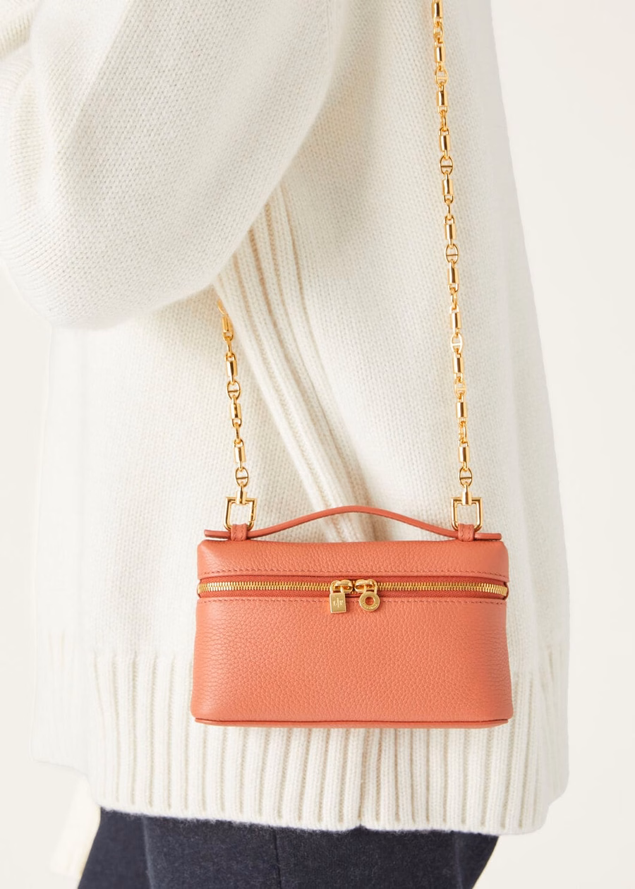 Extra Pocket Mini Bag in generfd kalfsleer Coral Fiction/Sun Gold