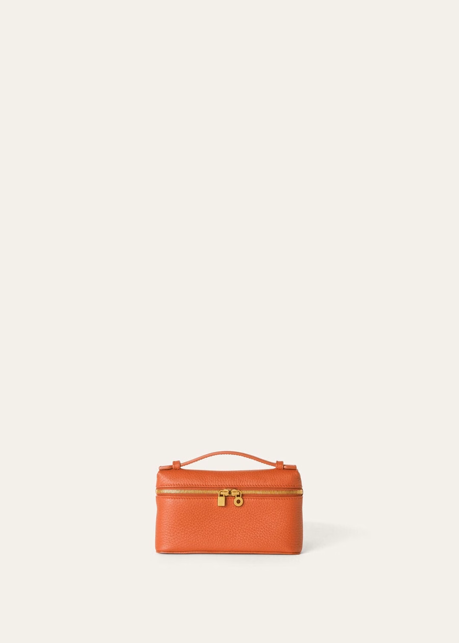 Extra Pocket Mini Bag in generfd kalfsleer Coral Fiction/Sun Gold